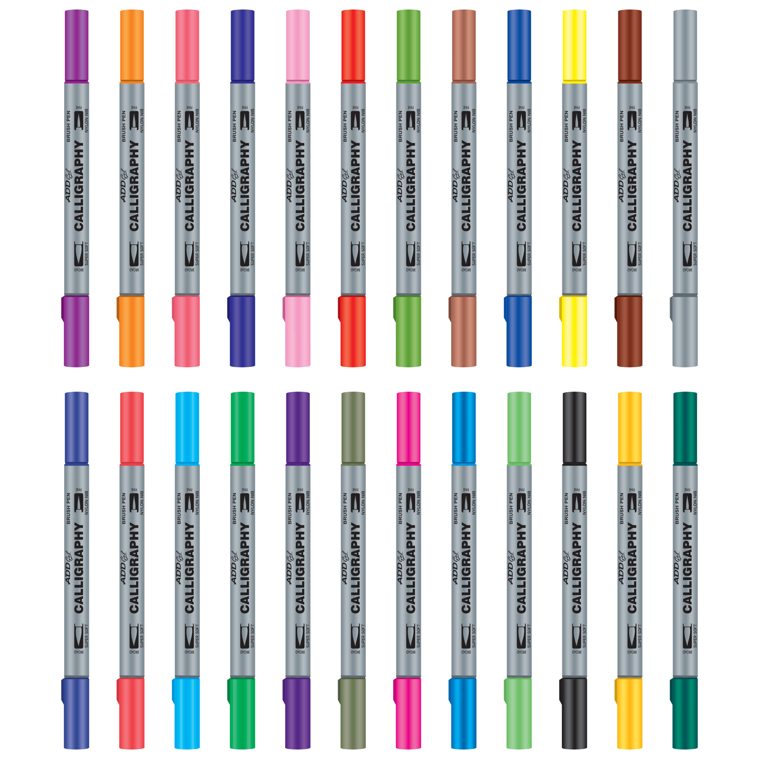 Calligraphy Twin Tip Brush Pen 24 Pcs Set – Addgel
